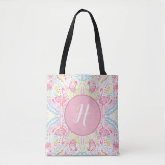 Tote Bag Monogramme de la sensation Flamant rose Heather Fr