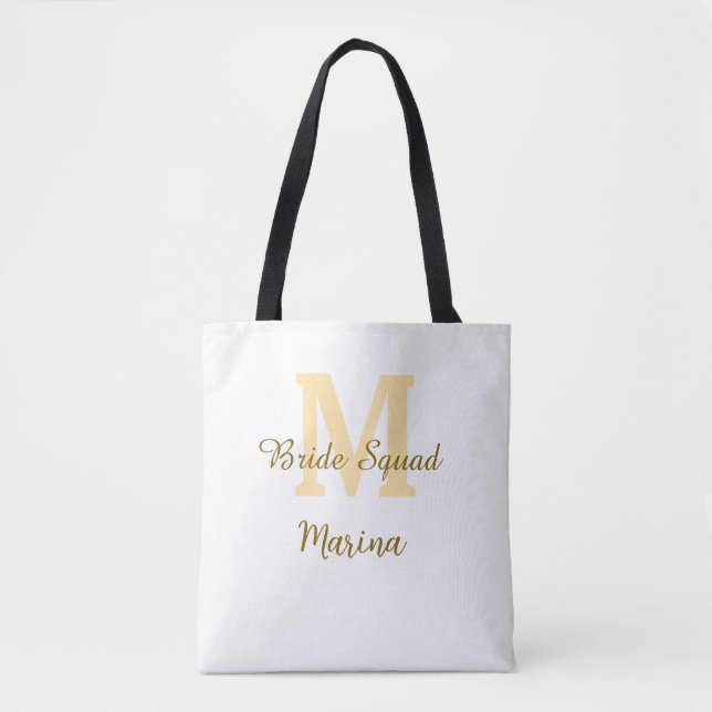 Tote Bag Monogramme de la team de la mariée en or simple sh (Devant)