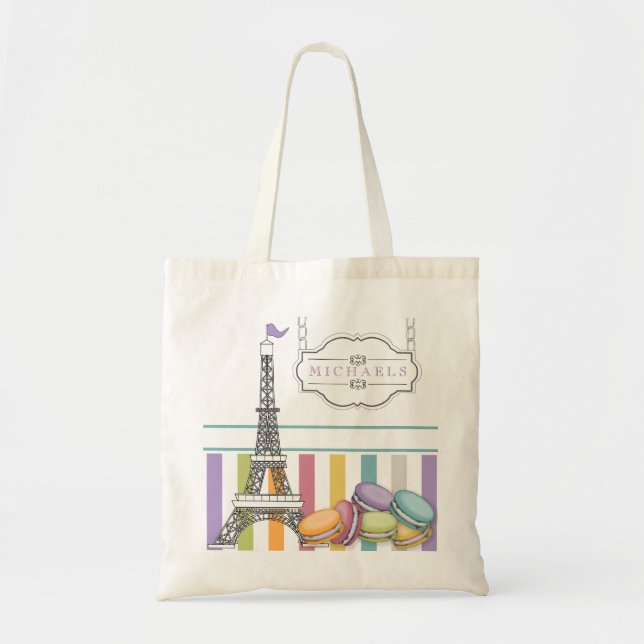 Tote Bag Monogramme de la tour Eiffel Paris Macaron (Devant)