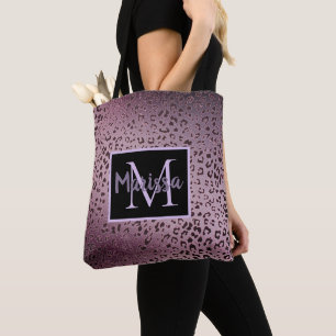 Tote Bag Monogramme de léopard de Violet Dusky