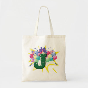 Tote Bag Monogramme de lettre J pour célébration avec ballo