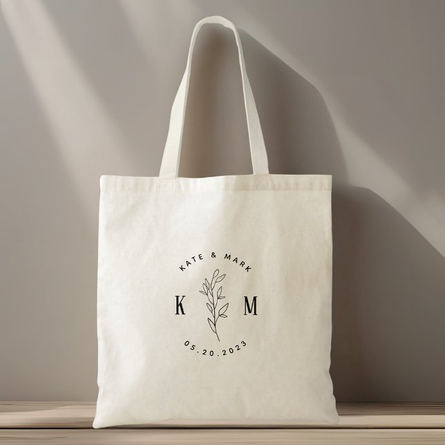 Tote Bag Monogramme de mariage bohème moderne (Créateur téléchargé)