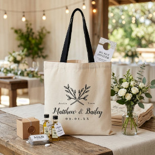 Tote Bag Monogramme de mariage Branches rustiques