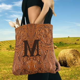 Tote Bag monogramme de mariage campagnard occidental rustiq