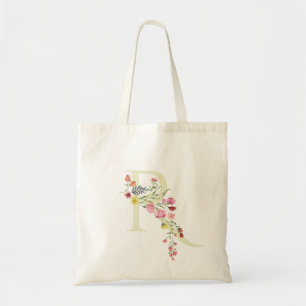 Tote Bag monogramme de mariage floral R Fête de Mariage Pri