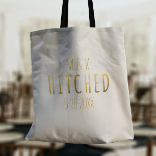 Tote Bag Monogramme de mariée et de chambre Hitched Mariage
