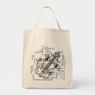 Tote Bag Monogramme de musique de joueur de violon