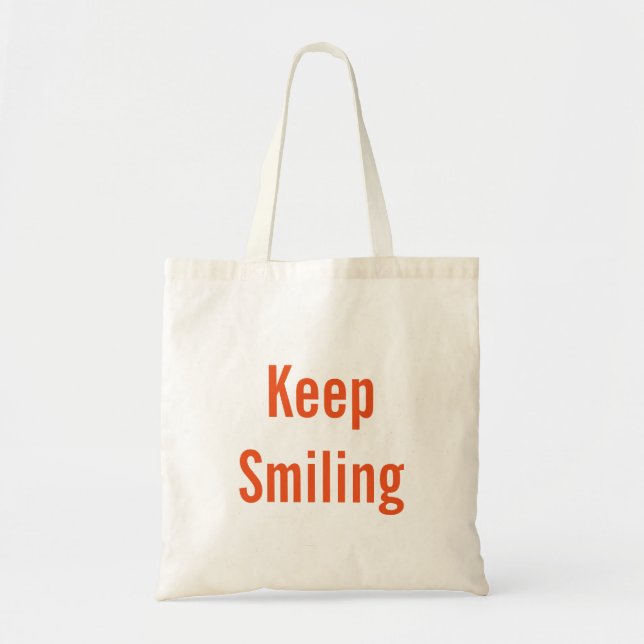 Tote Bag monogramme de nom personnalisé "Keep Smiling" (Devant)
