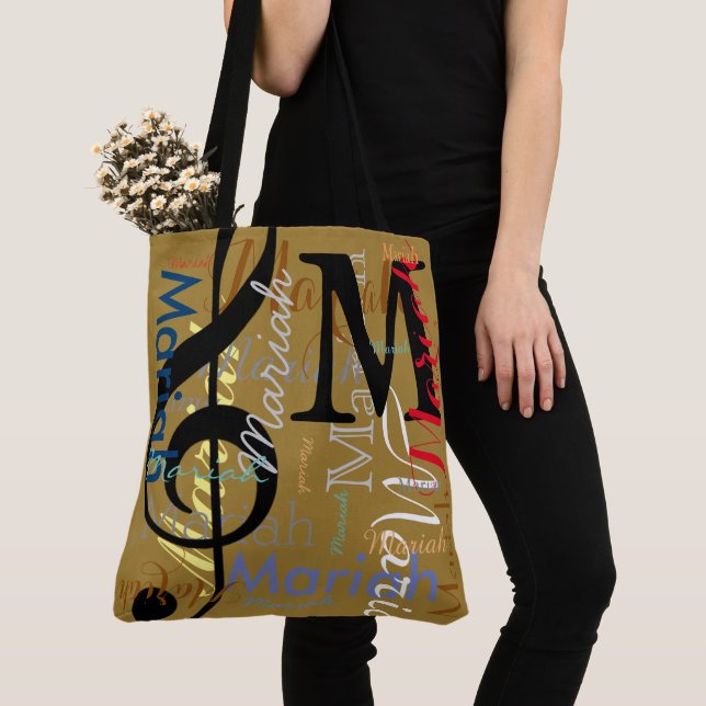 Tote Bag Monogramme de note de maquette avec noms de couleu (De près)
