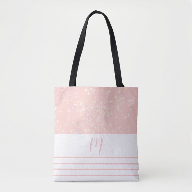 Tote Bag Monogramme de pêche clinquante (Devant)