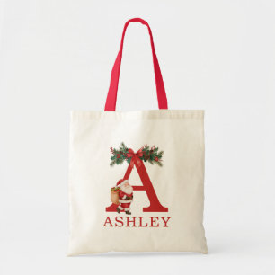 Tote Bag Monogramme de Père Noël et nom de famille assortis