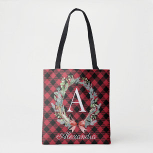 Tote Bag Monogramme de platine de Buffalo rouge et noir No