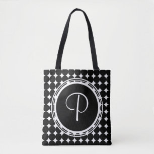 Tote Bag Monogramme de point Polka Noir