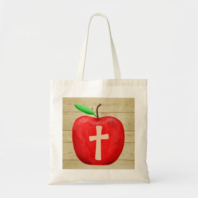 Tote Bag Monogramme de pomme rouge (Devant)