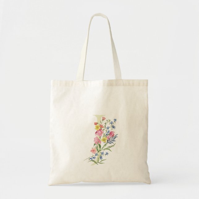 Tote Bag monogramme de printemps J floral wedding Shower de (Devant)