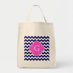 Tote Bag Monogramme de Quatrefoil Rose Hot Chevron de la Ma