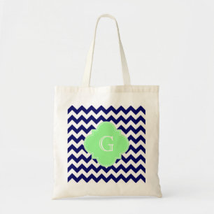 Tote Bag Monogramme de Quatrefoil vert de la Monnaie Blanch