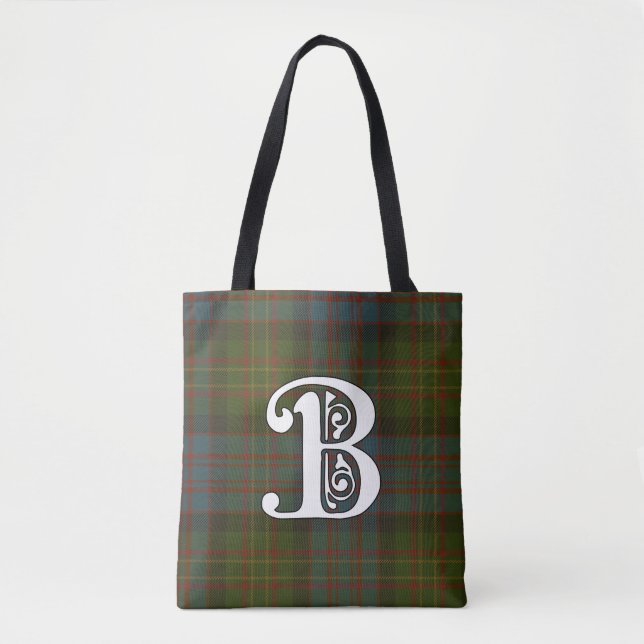 Tote Bag Monogramme de tartan de clan de Bowie (Devant)