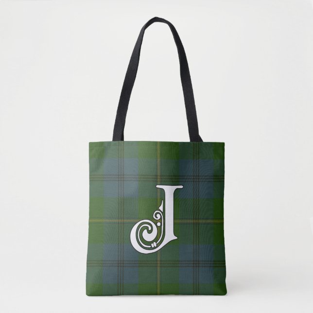 Tote Bag Monogramme de tartan de clan de Johnston (Devant)