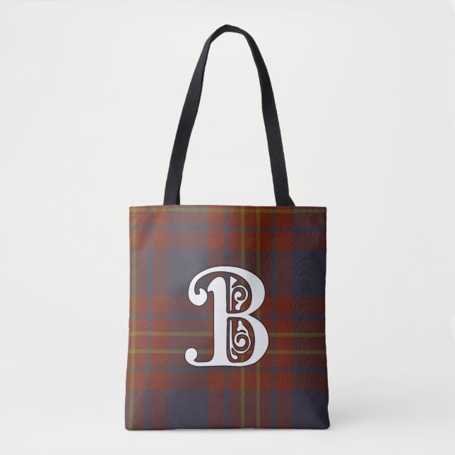 Tote Bag Monogramme de tartan de clan de maître d'hôtel (Devant)