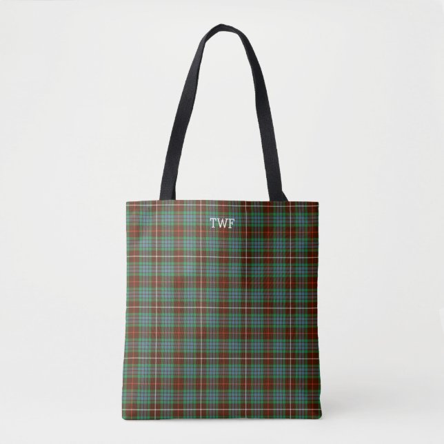 Tote Bag Monogramme de tarte vert Plaid Fraser (Devant)