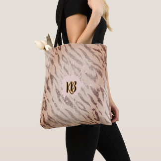 Tote Bag Monogramme de Tigre Féminin Motif Animal Rose