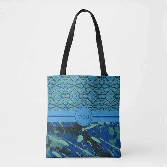 Tote Bag Monogramme de torsion de peinture (Devant)