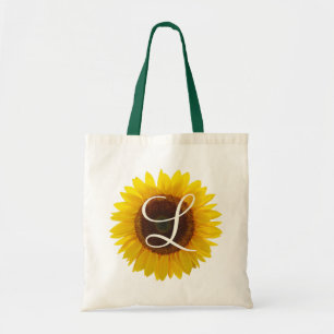 Tote Bag Monogramme de tournesol Image initiale à un côté