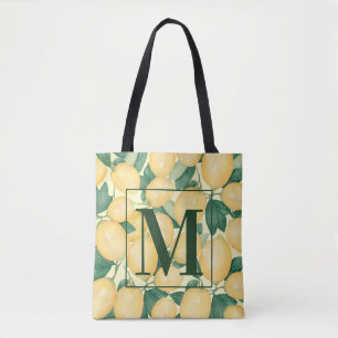 Tote Bag Monogramme de verdure de citrons