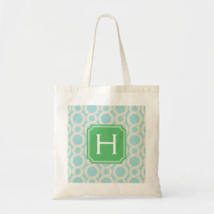 Tote Bag Monogramme de verrouillage bleu de motif d'aqua