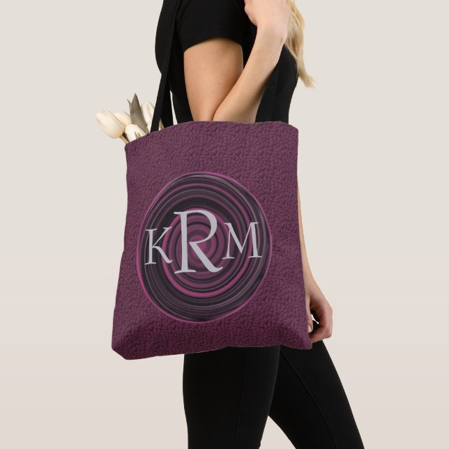 Tote Bag Monogramme de vos initiales personnalisé tourbillo (De près)