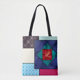 Tote Bag Monogramme d'édredon de patchwork