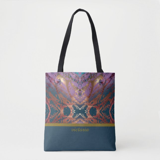 Tote Bag Monogramme d'élégance coloré (Devant)