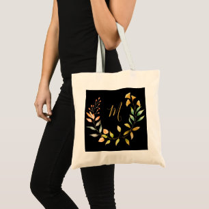 Tote Bag Monogramme d'élégance noir or