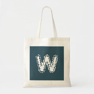 Tote Bag Monogramme déplaisant blanc sur bleu