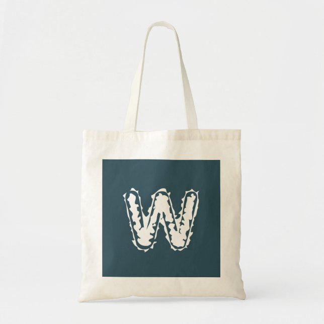 Tote Bag Monogramme déplaisant blanc sur bleu (Devant)