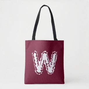 Tote Bag Monogramme déplaisant blanc sur rouge
