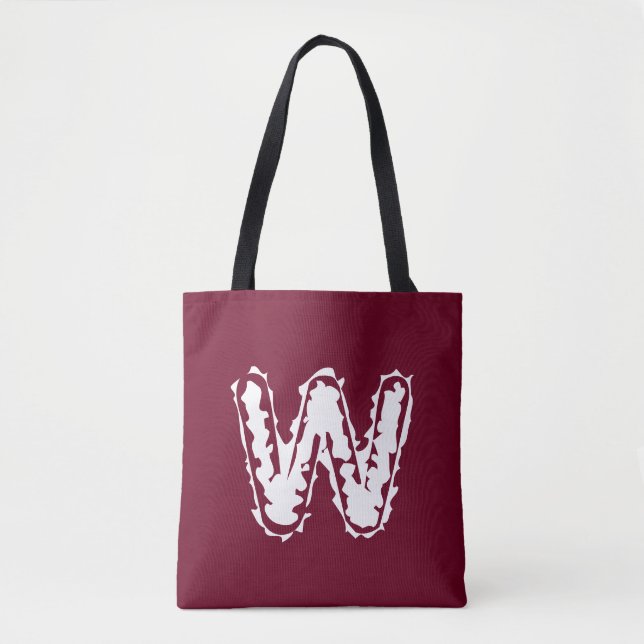 Tote Bag Monogramme déplaisant blanc sur rouge (Devant)