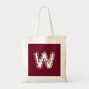 Tote Bag Monogramme déplaisant blanc sur rouge
