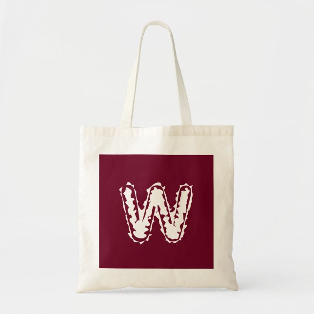 Tote Bag Monogramme déplaisant blanc sur rouge (Devant)