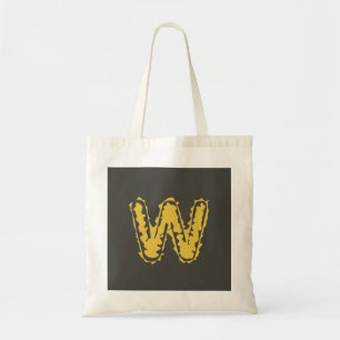 Tote Bag Monogramme déplaisant Moody Jaune sur gris foncé