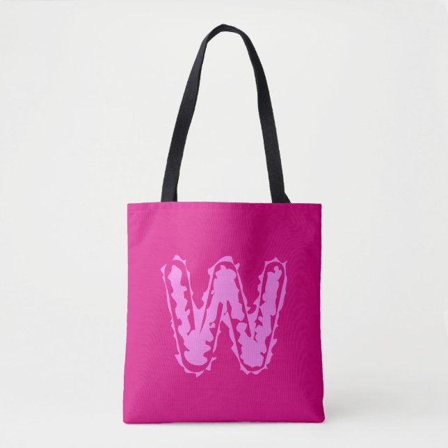 Tote Bag Monogramme déplaisant rose sur rose (Devant)