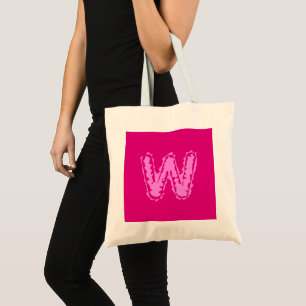 Tote Bag Monogramme déplaisant rose sur rose