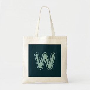 Tote Bag Monogramme déplaisant vert à la menthe sur bleu pr