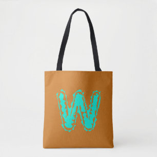 Tote Bag Monogramme déplaisant vert toxique sur orange