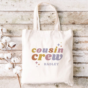 Tote Bag Monogramme d'équipage rétro Cousin Enfants corre
