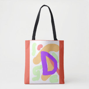 Tote Bag MONOGRAMME DES ENFANTS INITIAL D Orange