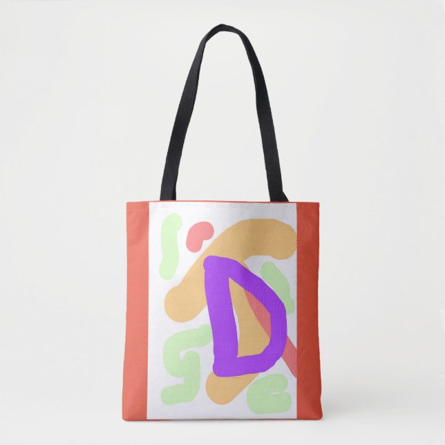 Tote Bag MONOGRAMME DES ENFANTS INITIAL D Orange (Devant)