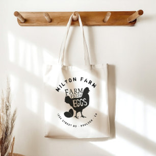 Tote Bag monogramme des oeufs frais de ferme