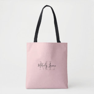 Tote Bag Monogramme   Design noir et rose personnalisé